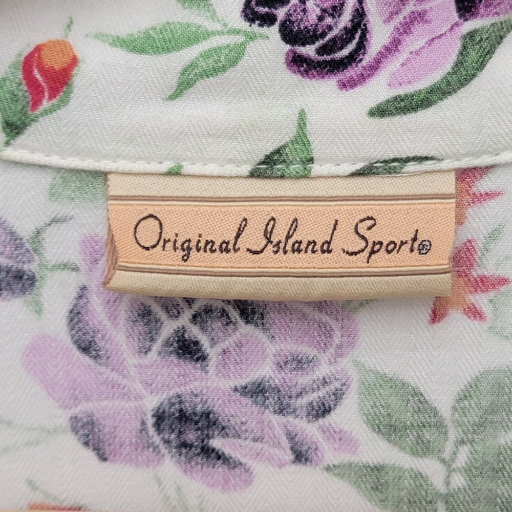 Vtg 90s Original Island Sport White Purple Floral Print Button Up Maxi Dress 10 - Picture 9 of 10